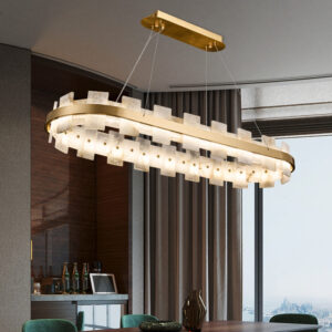 Alternative view of Alabaster Sleek Oval Chandelier