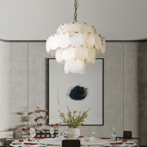 Alabaster Multi-Tiered Round Chandelier