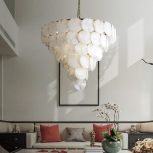 Alternative view of Alabaster Multi-Tiered Round Chandelier
